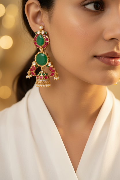 Vihana Emerald Jhumkas