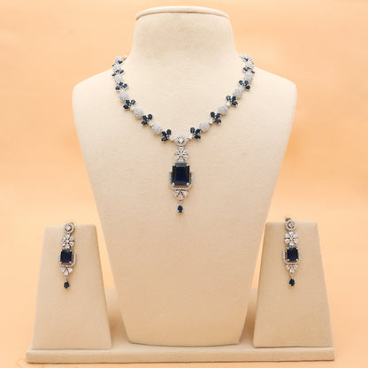Sapphire Radiance American Diamond Necklace Set