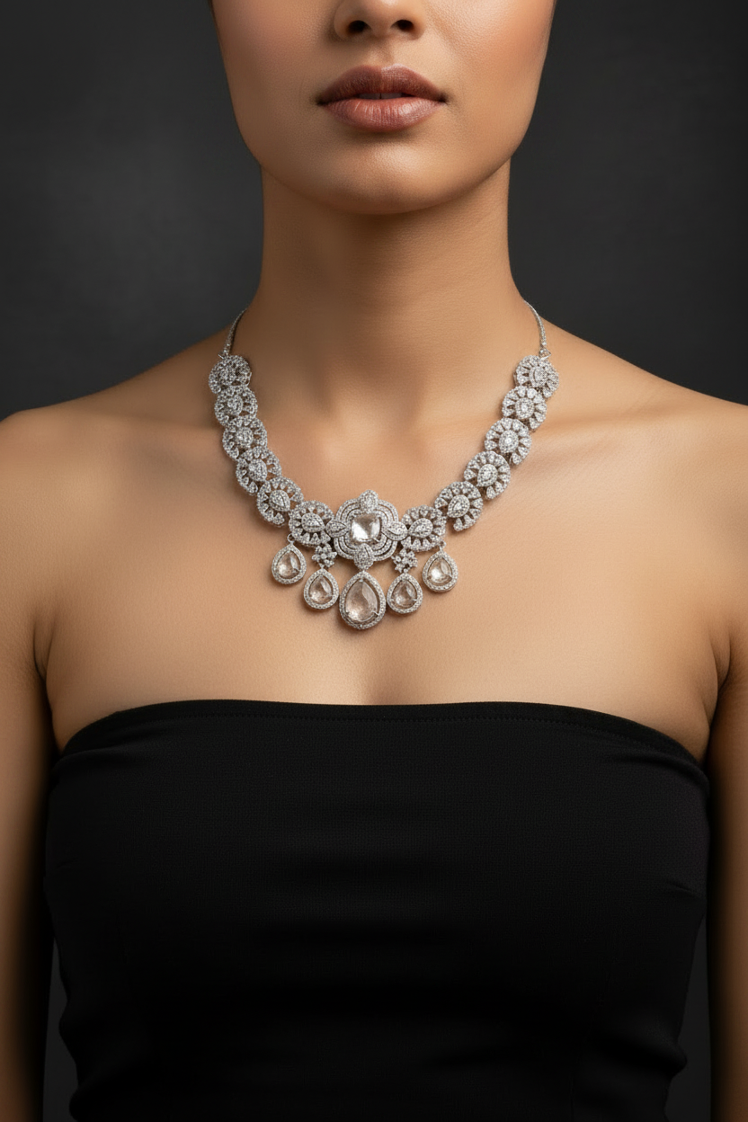 Ravelle American Diamond Necklace Set