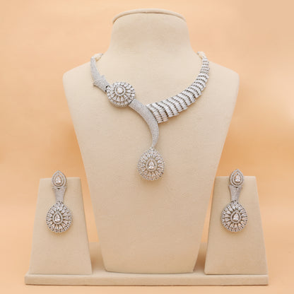 Luminous Orbit American Diamond Necklace & Earrings Set