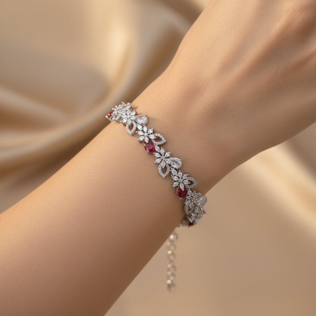 Roselle Bloom American Diamond Bracelet