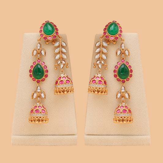 Ishira Kundan Double Jhumkas