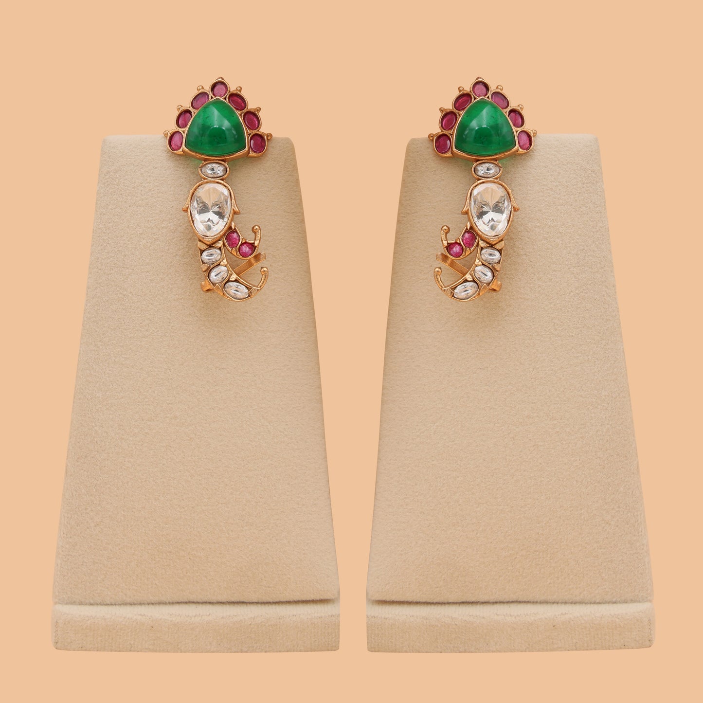 Rangrez Emerald Polki Drops