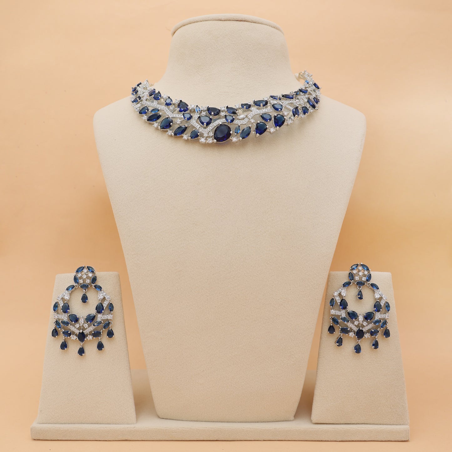 Midnight Mosaic American Diamond Necklace & Earrings Set