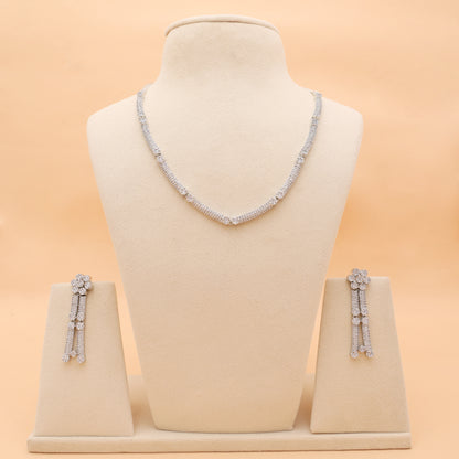 Étoile Line American Diamond Necklace & Earrings Set