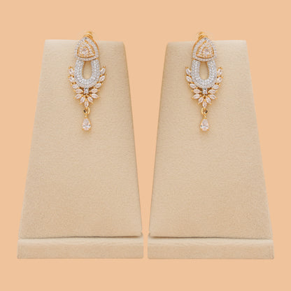 Ivory Halo American Diamond Necklace & Earrings Set