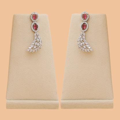 Ruby Cascade American Diamond Necklace & Earrings Set