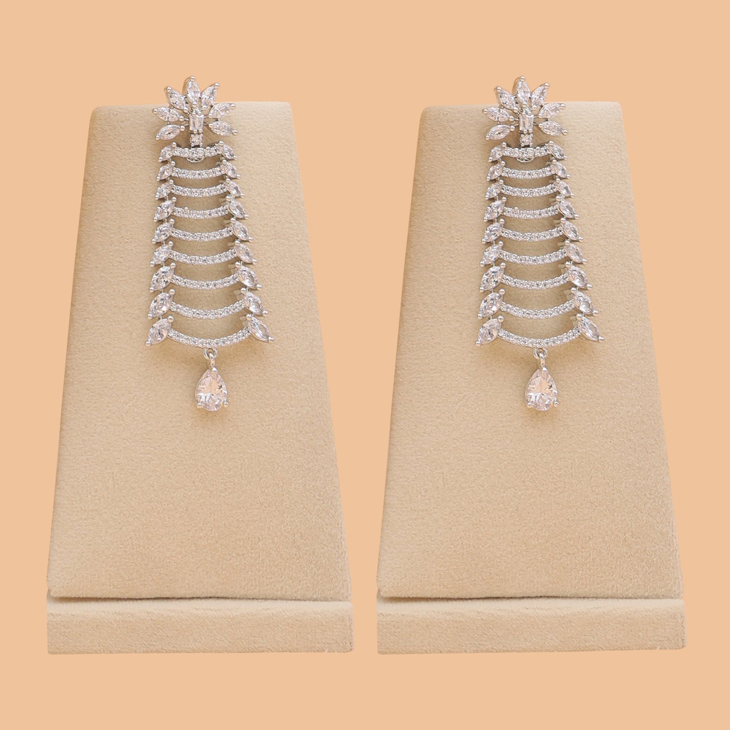 Marquise Leaf American Diamond Necklace Set with Earrings