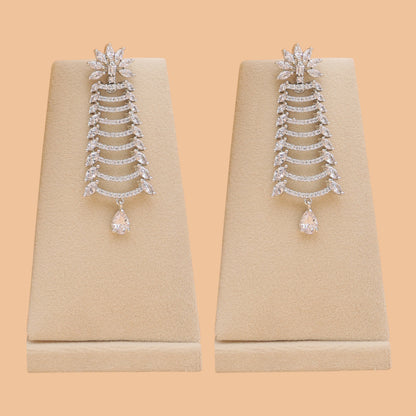 Marquise Leaf American Diamond Necklace Set with Earrings