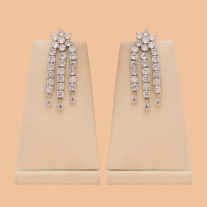 Starlight Trio American Diamond Necklace, Earrings & Maang Tikka Set