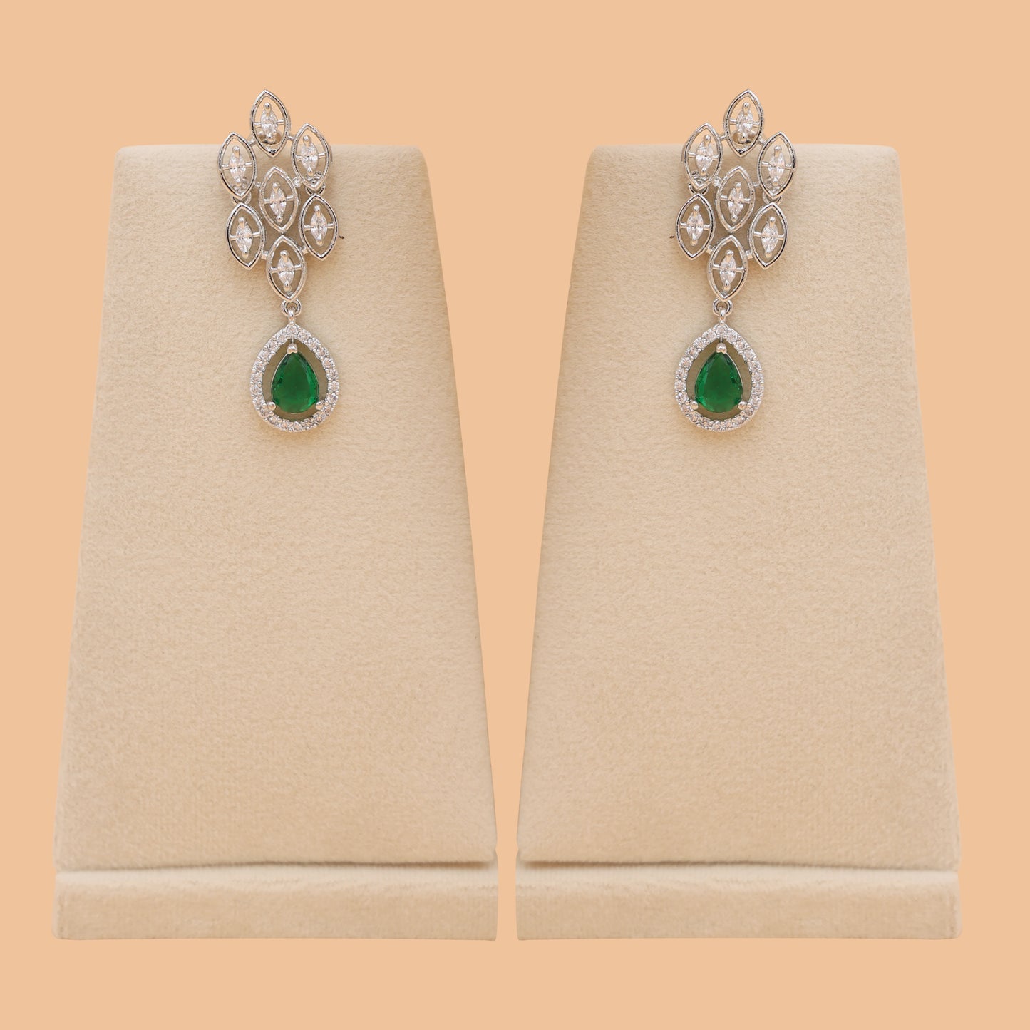 Verdant Vine American Diamond Necklace & Earrings Set