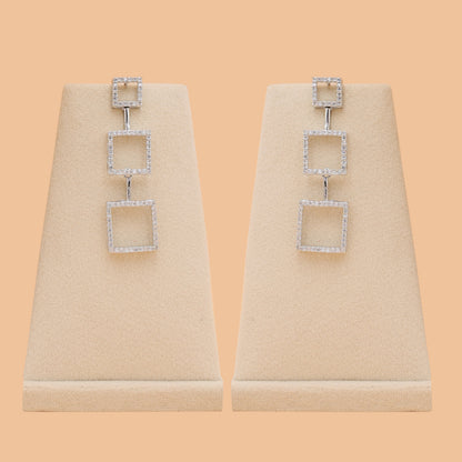 Square Link American Diamond Necklace Set with Earrings