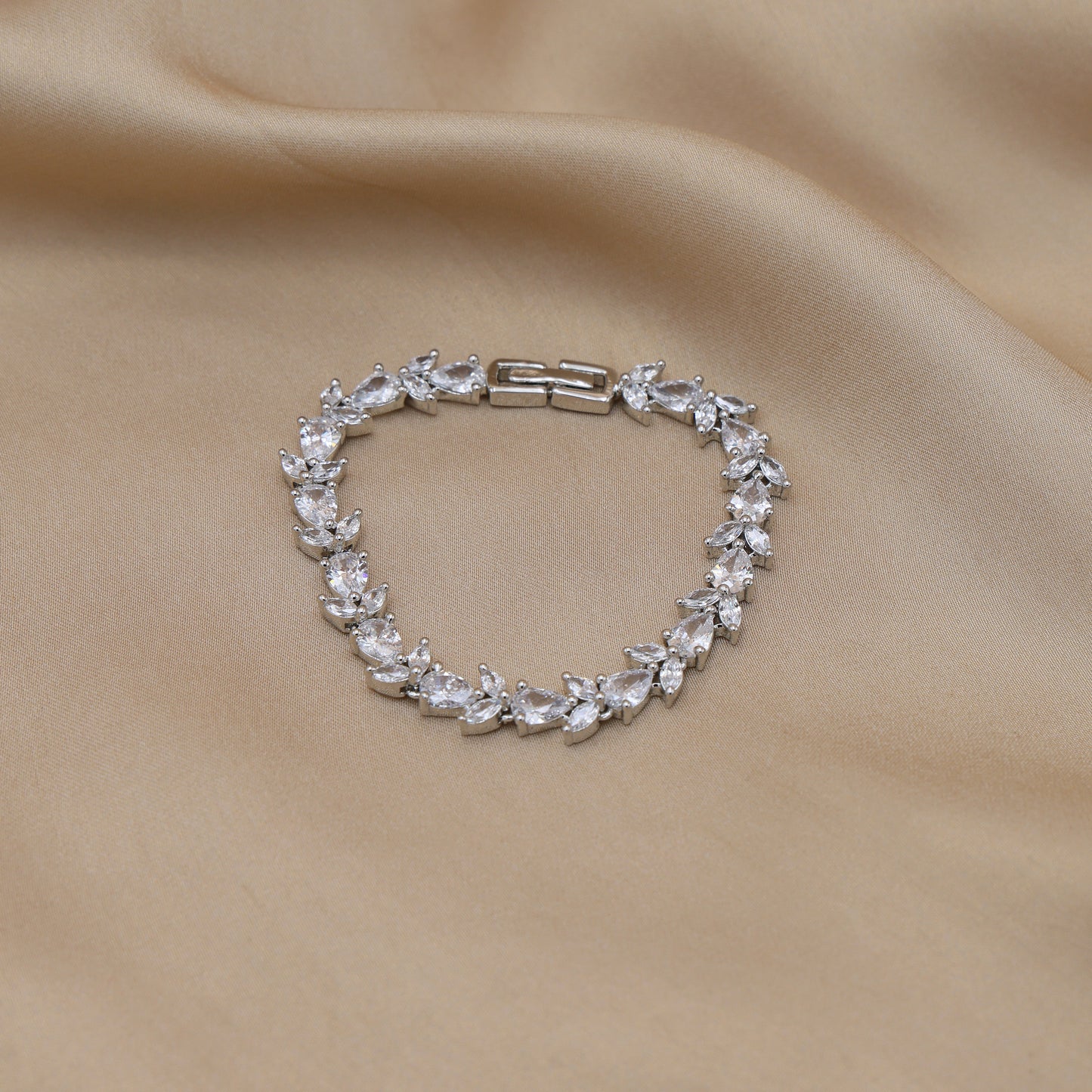 Elara Leaf American Diamond Bracelet