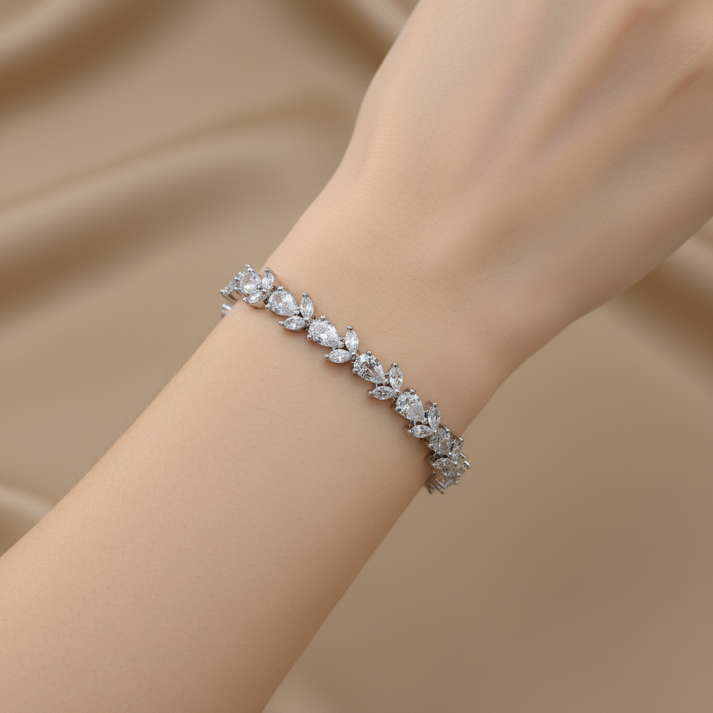 Elara Leaf American Diamond Bracelet
