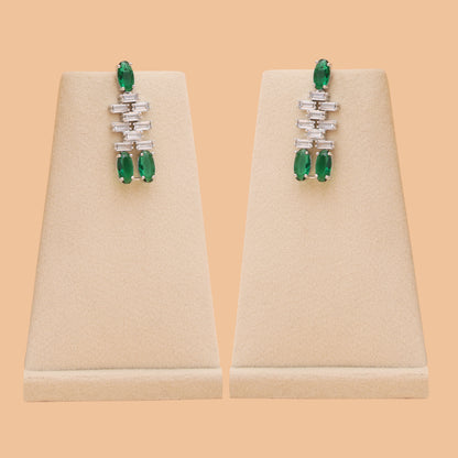 Emerald Rhythm American Diamond Necklace & Earrings Set