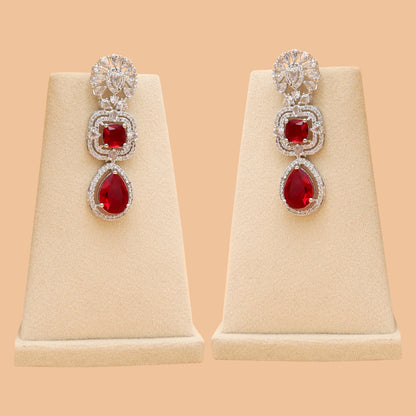 Ravelle Ruby American Diamond Necklace Set