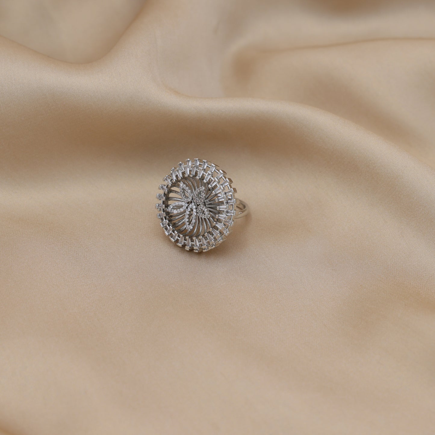 Astrielle Starburst American Diamond Adjustable Ring