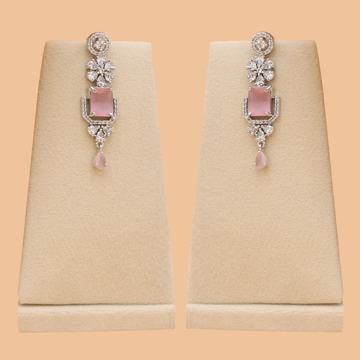 Blush Pink Radiance American Diamond Necklace Set