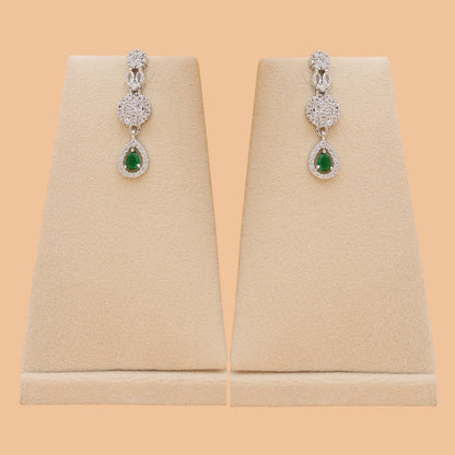 Emerald Elegance Layered American Diamond Necklace Set