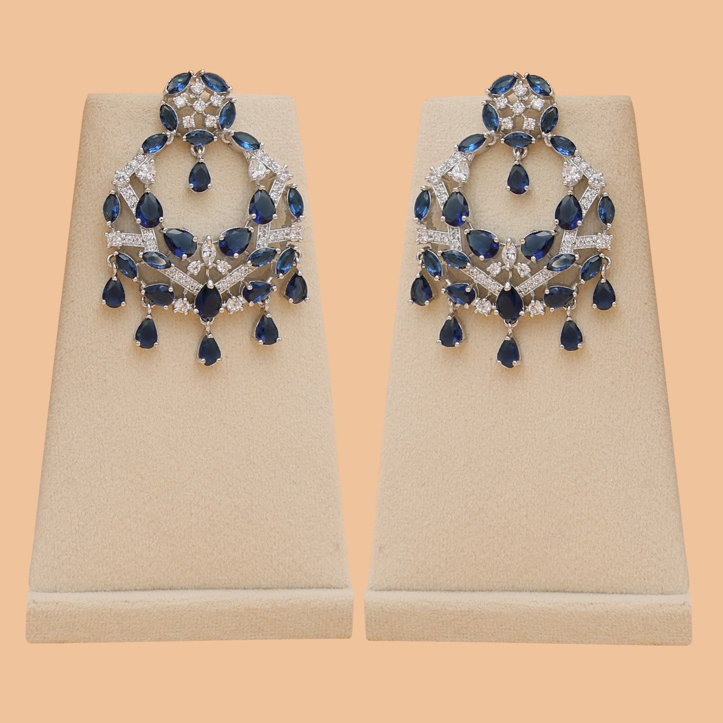 Midnight Mosaic American Diamond Necklace & Earrings Set