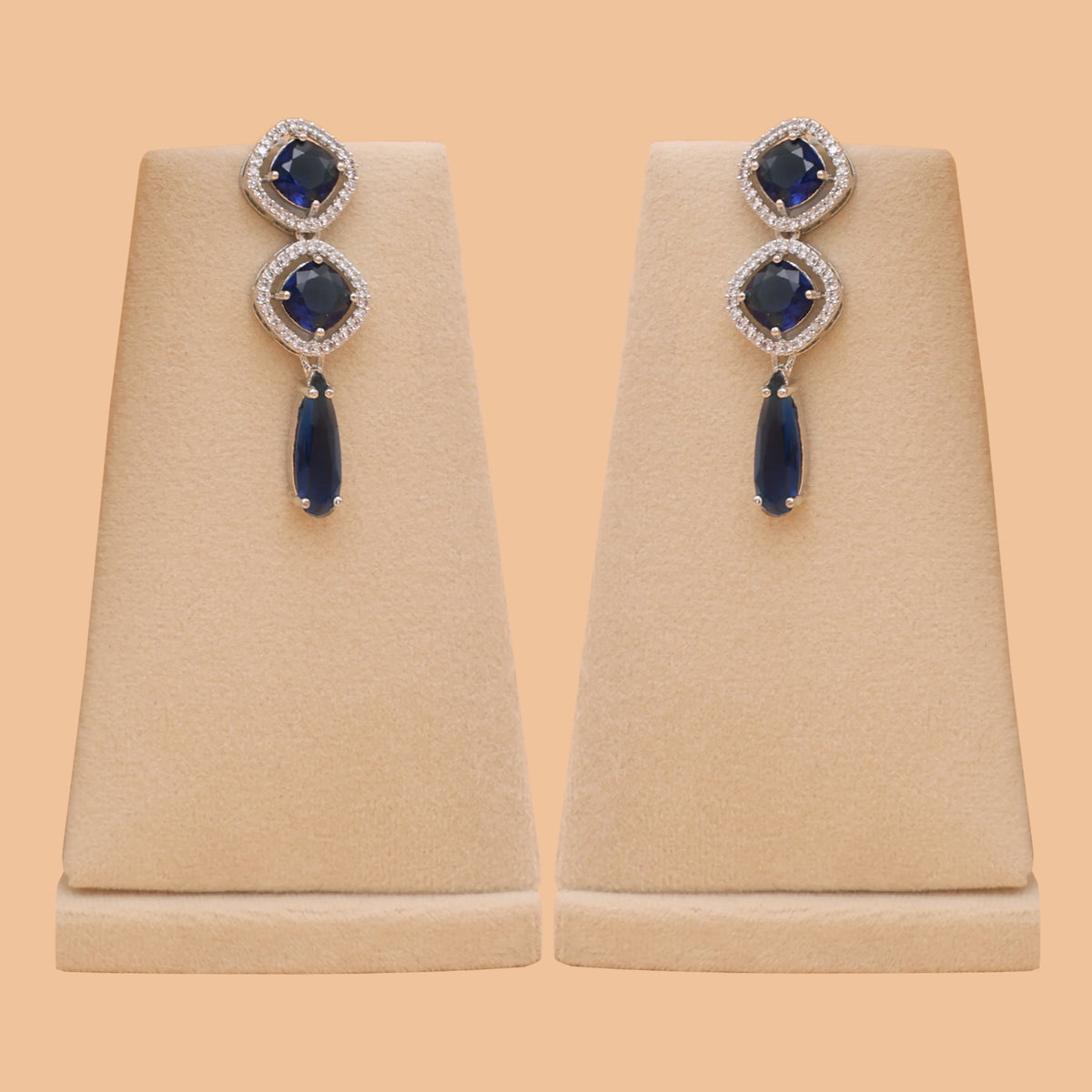 Sapphire Serenade American Diamond Necklace & Earrings Set