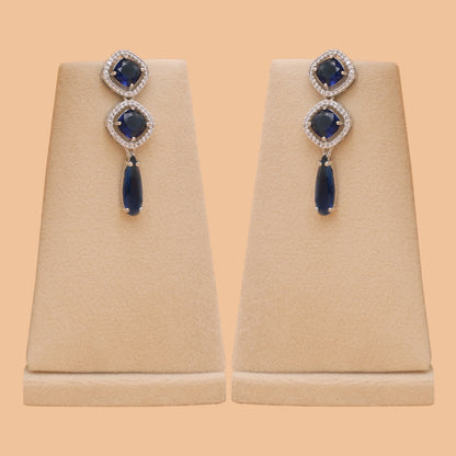 Sapphire Serenade American Diamond Necklace & Earrings Set