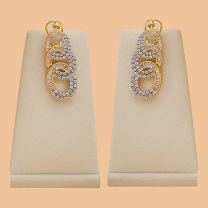 Gold-Toned American Diamond Swirl Design Necklace & Earrings Set