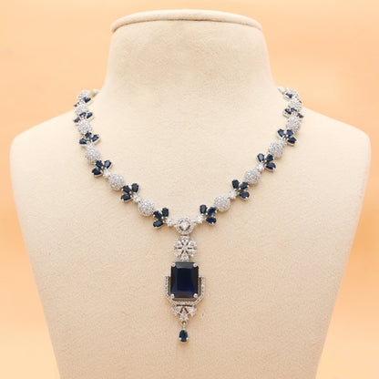 Sapphire Radiance American Diamond Necklace Set