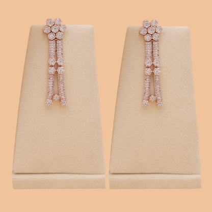 Étoile Line Rose Gold American Diamond Necklace & Earrings Set