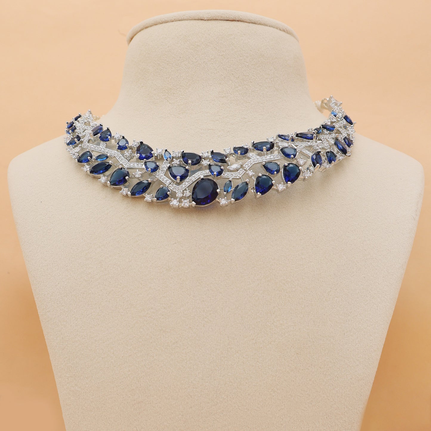 Midnight Mosaic American Diamond Necklace & Earrings Set