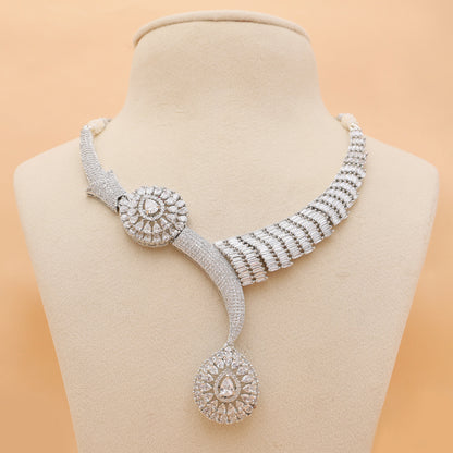 Luminous Orbit American Diamond Necklace & Earrings Set