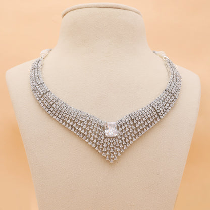 Celestial Veil American Diamond Necklace & Earrings Set