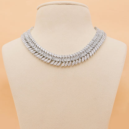 Marquise Leaf American Diamond Necklace Set with Earrings