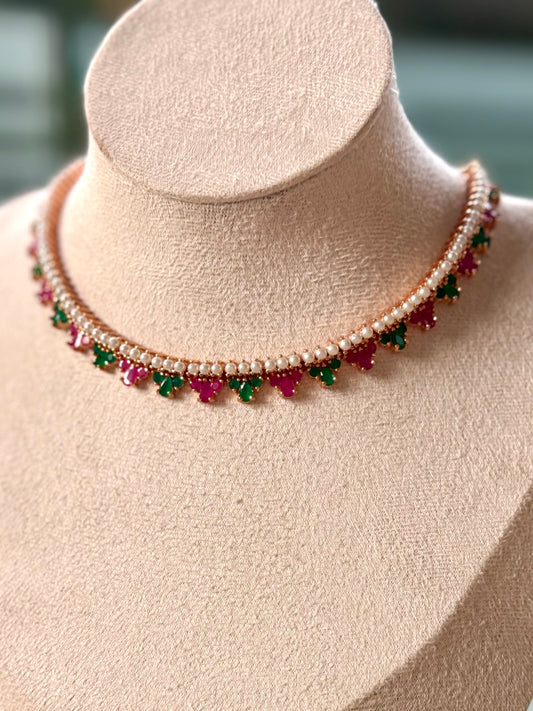 Arnika Ruby Emerald Pearl Set