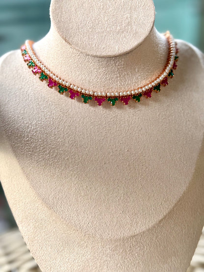 Arnika Ruby Emerald Pearl Set