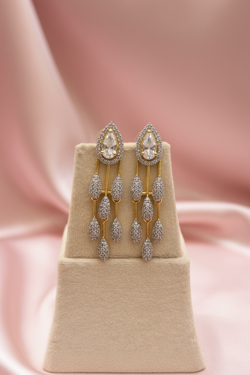 Zaria American Diamond Cascade Earrings