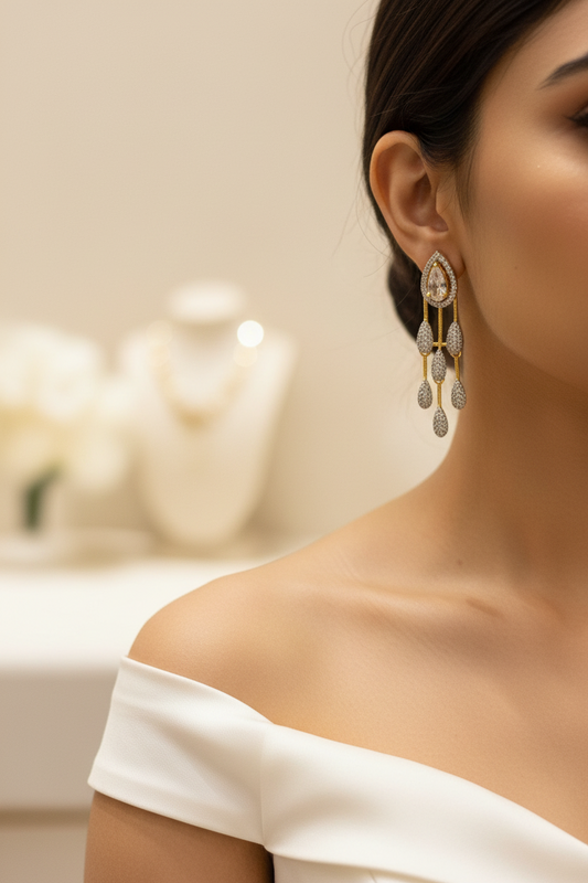 Zaria American Diamond Cascade Earrings