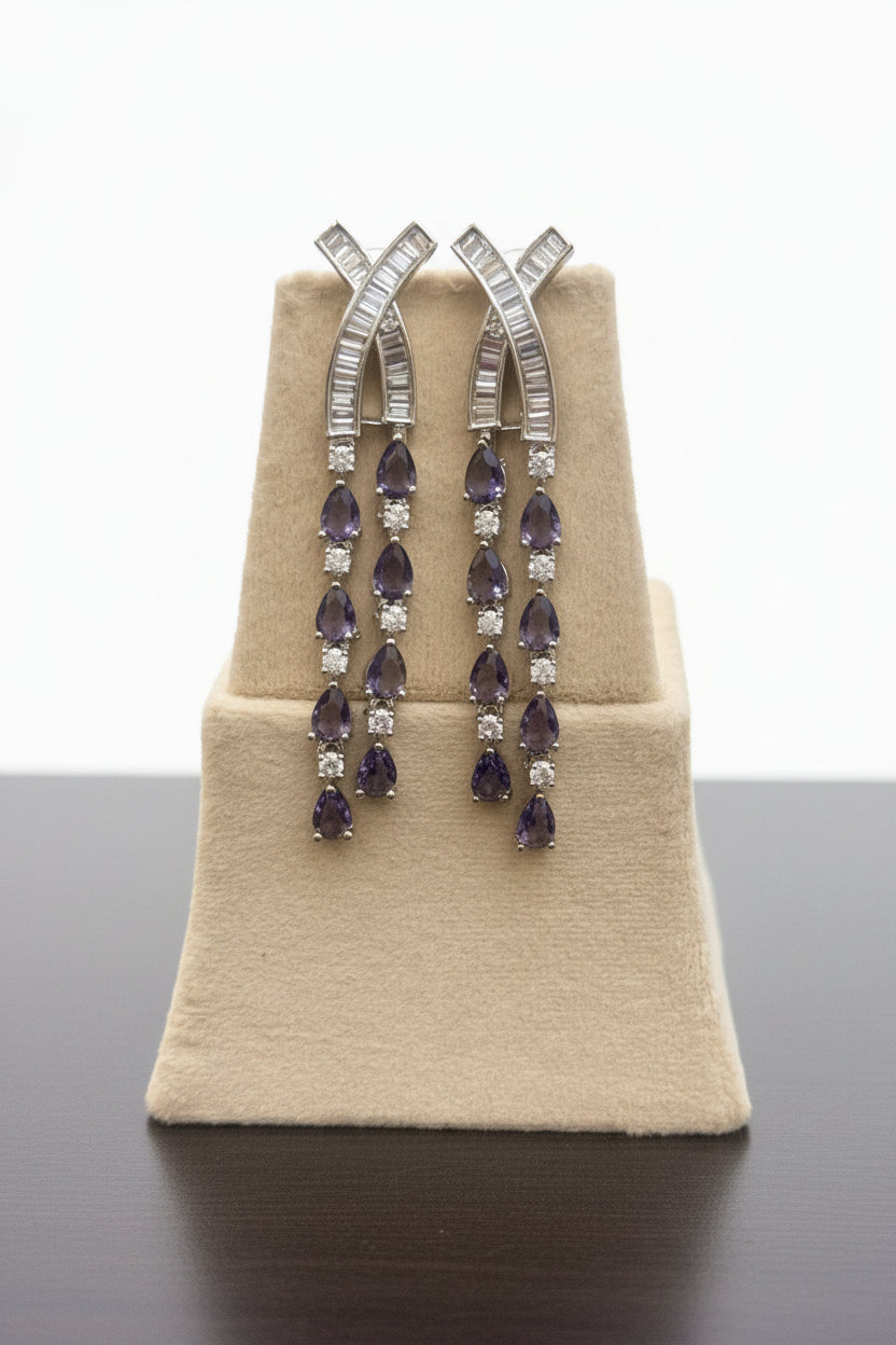 Viora Amethyst American Diamond Earrings