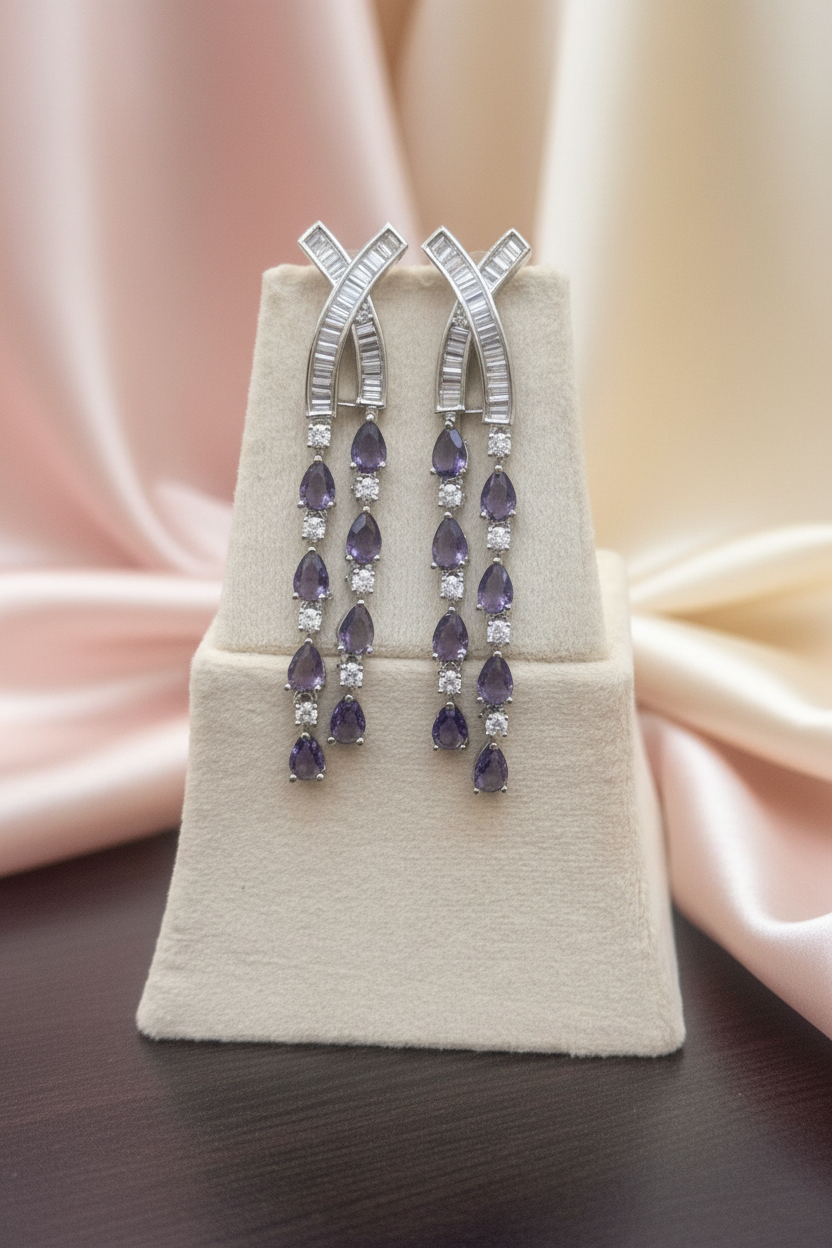 Viora Amethyst American Diamond Earrings