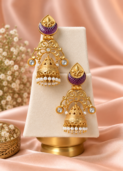 Amethyst Fleur Jhumkas