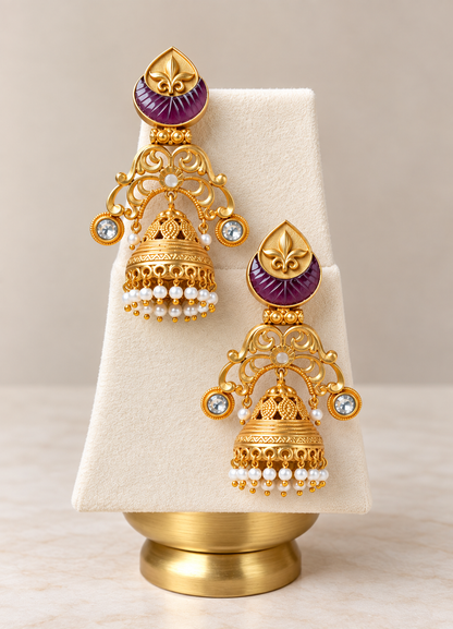 Amethyst Fleur Jhumkas
