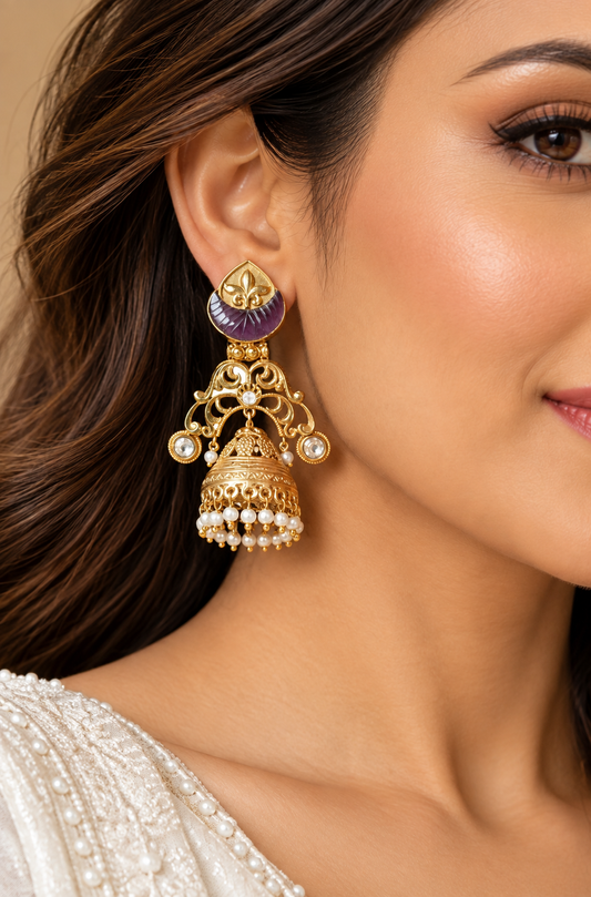 Amethyst Fleur Jhumkas