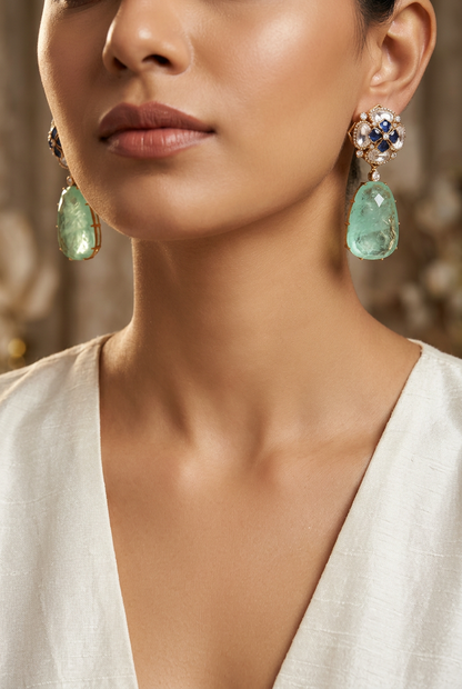 Elowen Mint Green Statement Earrings