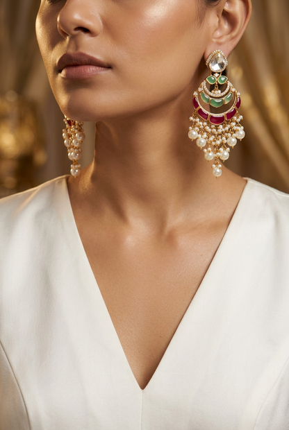 Gulnaar Kundan Chandbali Earrings