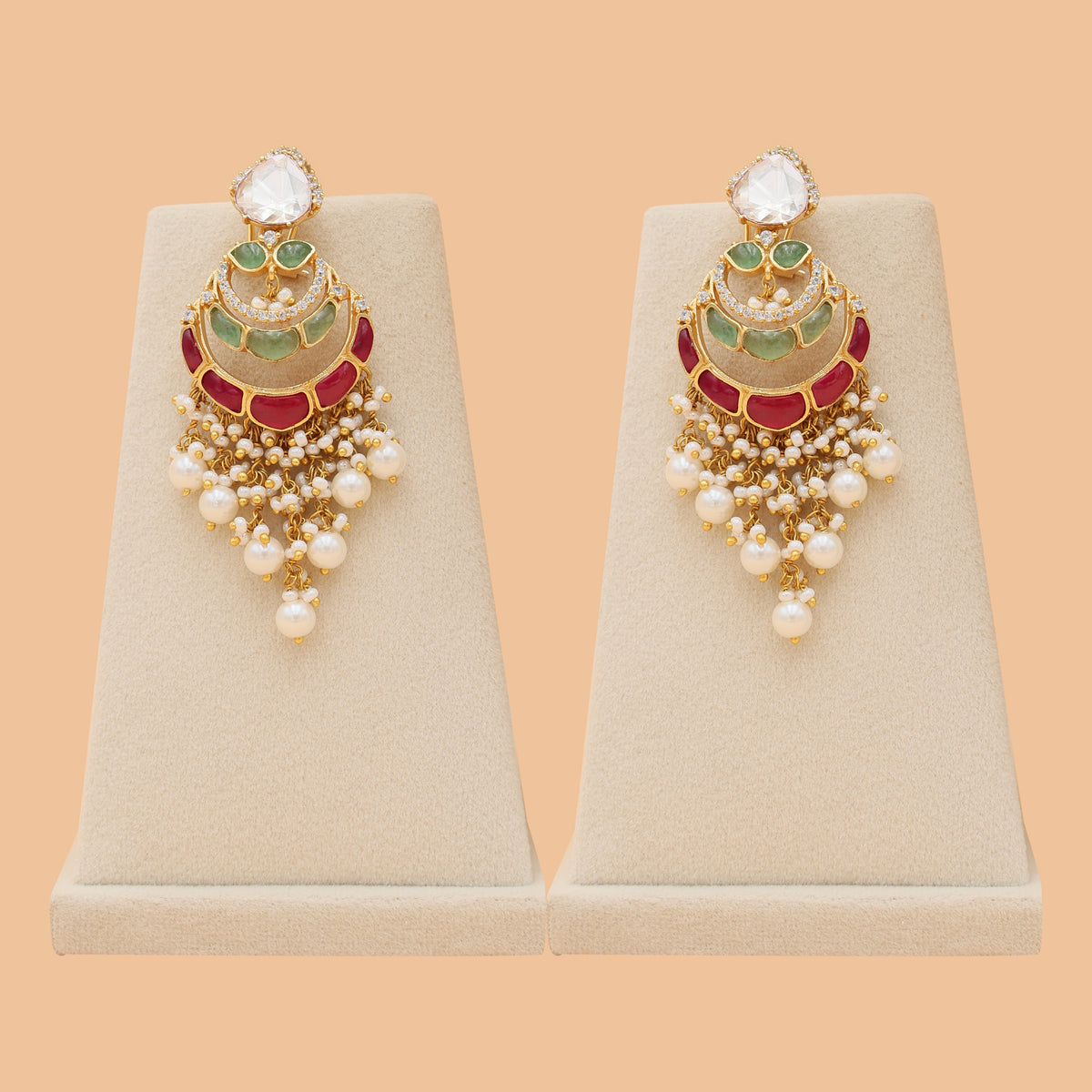 Gulnaar Kundan Chandbali Earrings