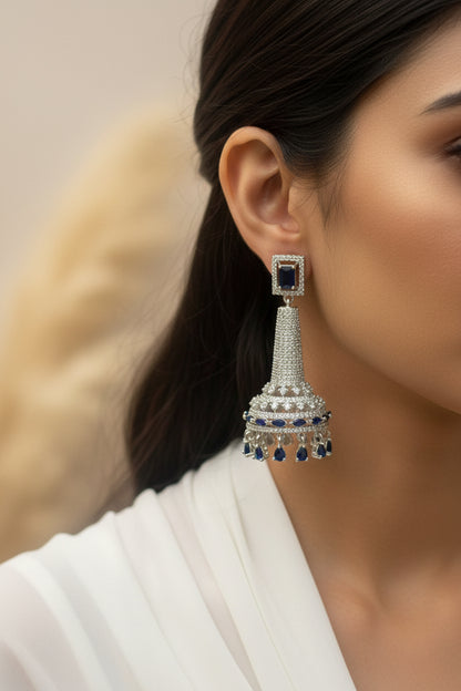 Nayra Sapphire American Diamond Jhumkas