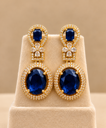 Sapphire Blue American Diamond Earrings