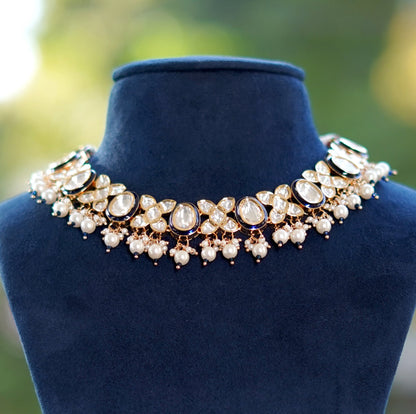 Rose Golden Nazakat Kundan Jewellery Set