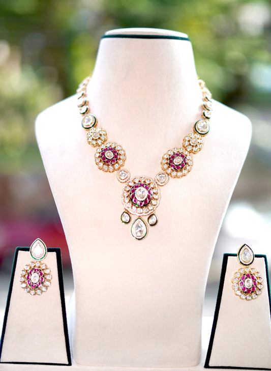 Multicoloured Noor Kundan Jewellery Set