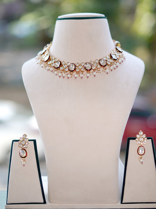 Rose Gold Nazakat Kundan Jewellery Set